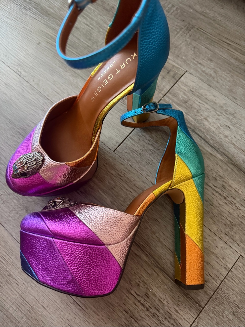 Kurt Geiger Kesington Leather Closed Toe Platform Sandals